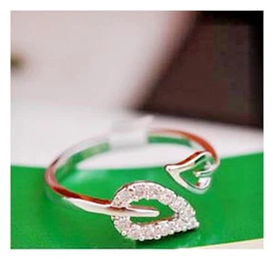 Split Leaf Strass Wickel Stil Ring-silberfarben-Strass Akzent-verstellbar - Bild 1 von 2