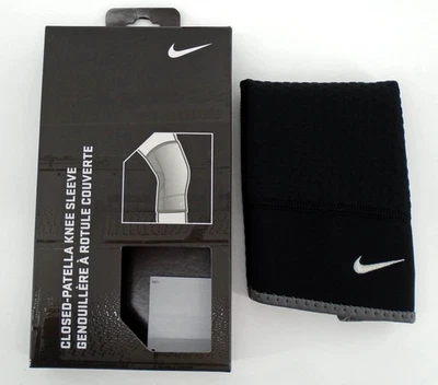 Nike Closed Patella Knee Sleeve Adult Medium Compression Black/White - Image 1 of 4