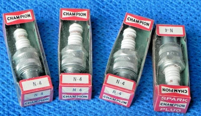 FOUR - Champion Spark Plugs N-4, New Old Stock - NOS - Image 1 of 4