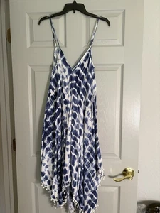 Vestido de Encubrimiento GOA Beachwear By Japna Talla XL Tinte Azul y Blanco - Imagen 1 de 5