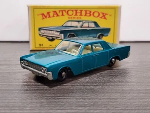 Rare 1960's Matchbox Lincoln Continental Teal #31 1:64 Diecast Lesney LNIB - Picture 1 of 16