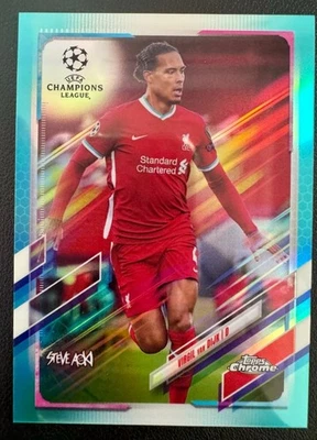 Virgil Van Dijk 2020-21 Topps Chrome X Steve Aoki UCL Aqua /150 #46 - Image 1 of 2
