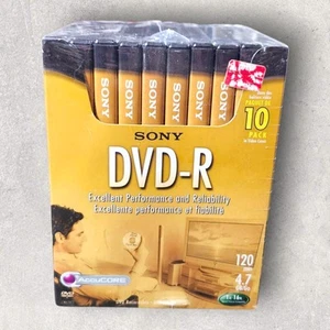 Sony DVD-R 10 Pack Recordable Blank Discs 4.7 GB 120 Min 1-16x - NEW Sealed - Afbeelding 1 van 4