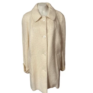 Wayne Stuart Mantel creme Mohair Wolle Vintage alt Geld Knopfleiste - Bild 1 von 6