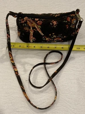 Bandolera Vera Bradley Marrón Chocolate Floral Acolchada Forrada 10” X 5” Cremallera Nueva Sin Etiquetas Foto 1 de 4