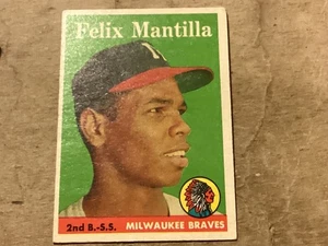 1958 TOPPS Baseball Card #17 Felix Mantilla Milwaukee Braves - Near Mint - - Picture 1 of 2
