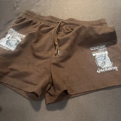 Shein Women's Butterfly Graphic Print Drawstring Shorts large size brown.  - Image 1 of 4