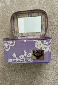 De Colección Y2K Roxy Púrpura Floral Viaje Cosmético Tocador Cremallera Espejo Estuche de Equipaje - Imagen 1 de 9