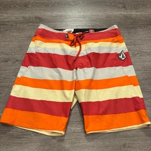 Volcom Shorts Mens 34 Boardies Stripe Vintage V2S 2 Way Stretch Surf Y2k Logo - Picture 1 of 10