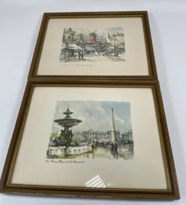 Lot of 2 Lucien Delarue Prints  Rouge and Concorde  framed 8x10" - Picture 1 of 5