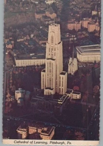 Aerial View Cathedral of Learning Pittsbugh PA Continental Postcard - Picture 1 of 2