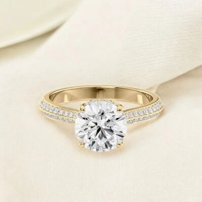 钻石结婚戒指 14k 黄金 IGI 黑色星期五促销实验室种植  — 第 1/4 张图片