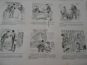 Karikatur 19. Jh. mit 12 Vignetten 1 Löwe Reiter 1 Ofen Crematiuon 1 Plaza de Toros - Bild 1 von 4