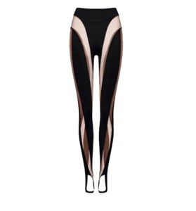 MUGLER X H&M SEXY MESH PANEL STIRRUP LEGGINGS EU 42 US 10 - Picture 1 of 5