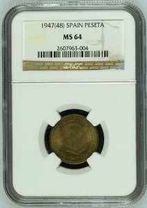 1 PESETA FRANCO 1947*48 NGC MS 64 RARA EN ESTA CALIDAD SPANIEN ESPAÑA SPAIN - Imagen 1 de 2