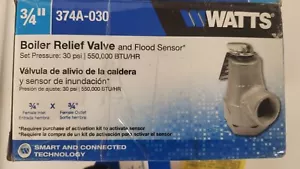 Watt 3/4". Valvola di sicurezza pressione caldaia bronzo e sensore di inondazione 374A-030 nuova - Foto 1 di 2