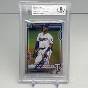 LuisAngel Acuna 2021 Bowman Chrome Refractor Auto Signed Slab BAS BDC-81 Ronald - Picture 1 of 5