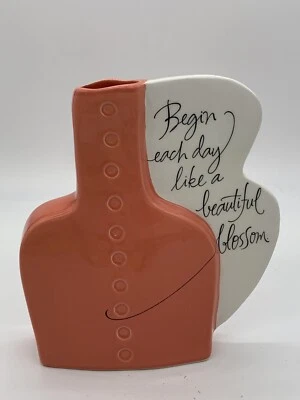 Jarrón Hallmark naranja cerámica 8” - “Comienza cada día como una hermosa flor” Foto 1 de 4