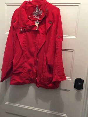 Cortavientos Denim & Company Rojo Moto Bomber Estilo Talla UK 12 US 10 Foto 1 de 4