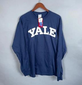 Unworn Yale Block Letter Long Sleeve T-Shirt Adult Large Dark Blue University - Picture 1 of 12