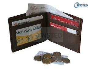 Brown Leather Mens Wallet 6 Card & 3 Note Holders Hipster Bi-Wallet W0020 - Picture 1 of 3