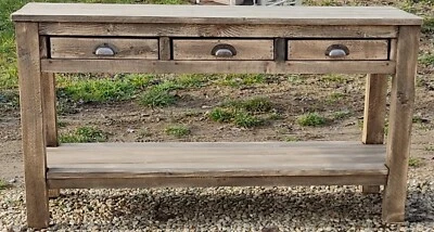 Mobile Bancone Legno di Recupero tre Cassetti Maniglie Silver Ferro - Image 1 of 4