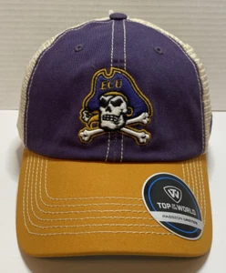 East Carolina University Purple Gold Mesh Back Snapback Hat Embroidered Logo NWT - Picture 1 of 18