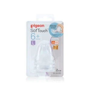 Pigeon Softouch Peristaltic Plus Wide Neck Teat BPA & BPS Free Size L 2 Pcs - Picture 1 of 4