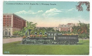 Winnipeg Manitoba Postcard Countess of Dufferin, C.P.R. Engine No. 1 - Bild 1 von 2