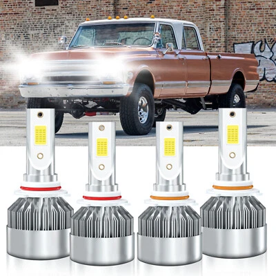Kit de 4x faros LED 9005 9006 luces altas bajas 6000K para GMC K3500 1988-2000 Foto 1 de 4
