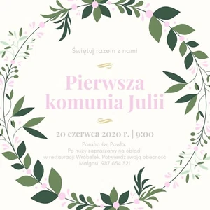 Zaproszenia na Pierwsza komunie Swieta forma elektroniczna/e-zaproszenia - Picture 1 of 4