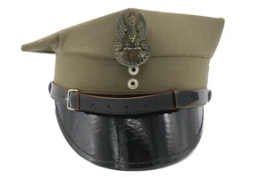 Authentic Polish Army Rogatywka Peaked Cap Khaki Parade Dress Uniform Hat Visor - Picture 1 of 9