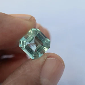 4.41 Ct 10.2x10.5x6.4 MM Natural Greenish Blue Aquamarine Square Octagon Cut - Picture 1 of 6