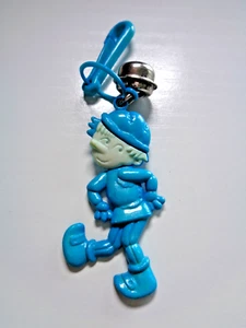 VTG 80s Plastic Bell Charm for Plastic Necklace Aqua Pinocchio Long Nose Puppet - Picture 1 of 5
