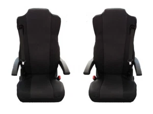TRUCK FABRIC TAILORED SEAT COVERS for Mercedes Actros MP4 BLACK 2 pieces - Picture 1 of 2
