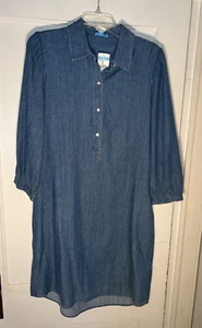 J. McLaughlin neu mit Etikett Denim Chambray 3/4 Ärmel Randall Hemdkleid Größe L d319 - Bild 1 von 14