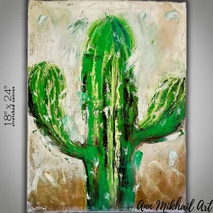 Oil Painting Cactus Abstract Succulent Southwest Decor Wall Art 18 by 24 AMA - Picture 1 of 17