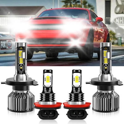 Combo de 4 faros LED altos/bajos blancos para Dodge Attitude 2015-2019 Foto 1 de 4