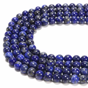 Natural Lapis Lazuli Smooth Round Beads 3.5-4mm 6mm 8mm 10mm 15.5'' Strand - Picture 1 of 2