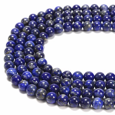 Natural Lapis Lazuli Smooth Round Beads 3.5-4mm 6mm 8mm 10mm 12mm 15.5'' Strand - Image 1 of 2