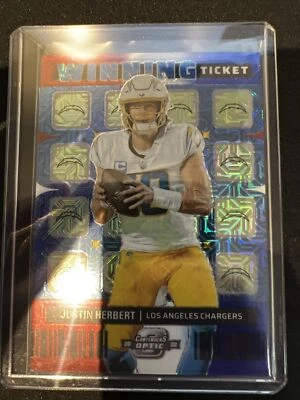 2022 Contenders Optic Justin Herbert /13 Winning Ticket Red White Blue Mojo - Image 1 of 2