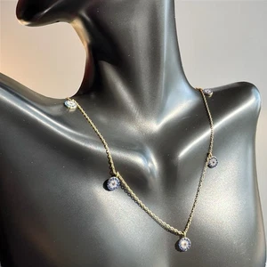 Stationiertes Evil Eye Halskette vergoldet Sterlingsilber  - Bild 1 von 12