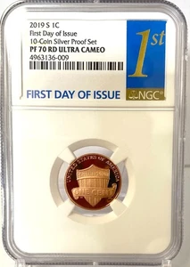 2019 S 1C  FIRST DAY OF ISSUE NGC PF 70 RD Ultra Cameo FIRST DAY ISSUE OF LABEL - Picture 1 of 8