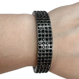 Kenneth Cole Gunmetal Gray Black Pave Rhinestone Bangle Clamper Bracelet 7.5” - Bild 1 von 15