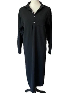 Vintage 80s Esprit Wool Knit Henley Sweater Dress Minimalist Classic Warm MIDI M - Picture 1 of 7