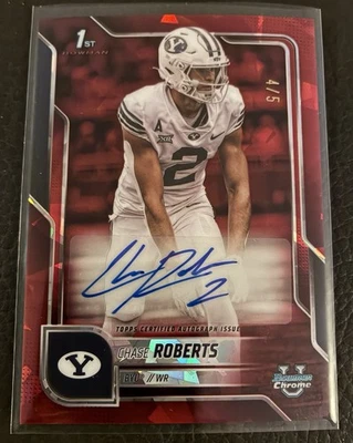 Chase Roberts 2025 Bowman U Chrome 1st Sapphire Red /Auto/5 #BCA-CR - Image 1 of 2