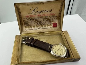 Antique LONGINES Military Small Second Silver Case Cal 13.34 Manual - 32.5 mm - Picture 1 of 23
