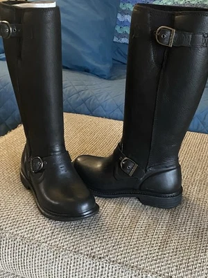 Bota de montar sin cordones de cuero negra talla 7 para mujer nueva Foto 1 de 4