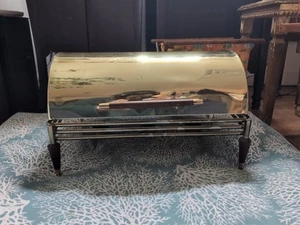 BRASS AND TEAK 17" Chafing Dish Mid-Century Vintage MCM Scandinavian Gold - Picture 1 of 13