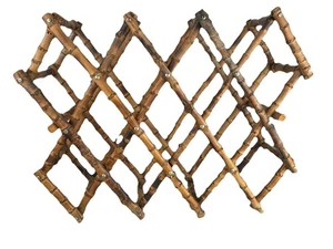 De Colección Bambú Quemado Estante de Vino Cáscara de Tortuga Acordeón Plegable MCM Boho Quemado - Imagen 1 de 5